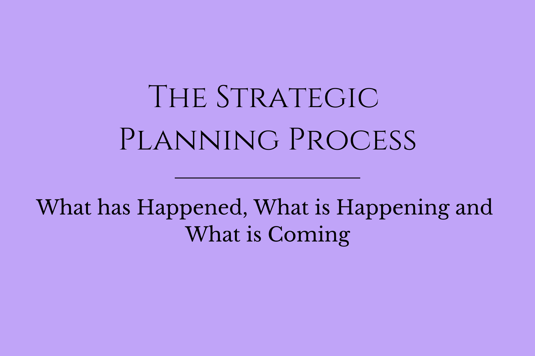 The Strategic Planning Process